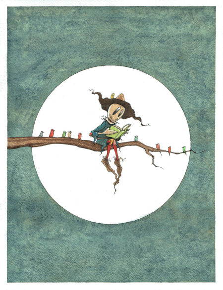 Renaud DILLIES | L’émouvantail — Illustration "Lecture avec les oiseaux" — Page 