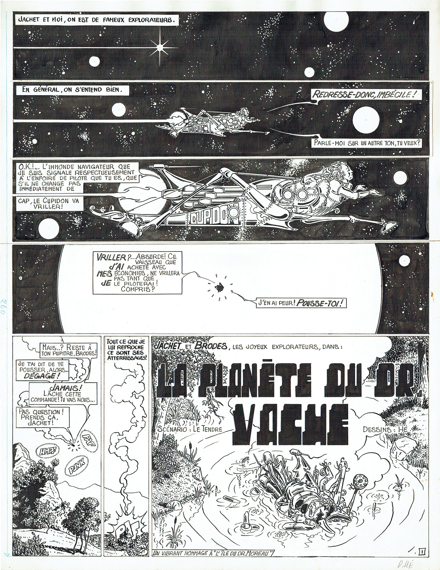 Dominique HE — Voyages — Tome 2 - La planète du docteur Vache (Métal Hurlant) — Page 1