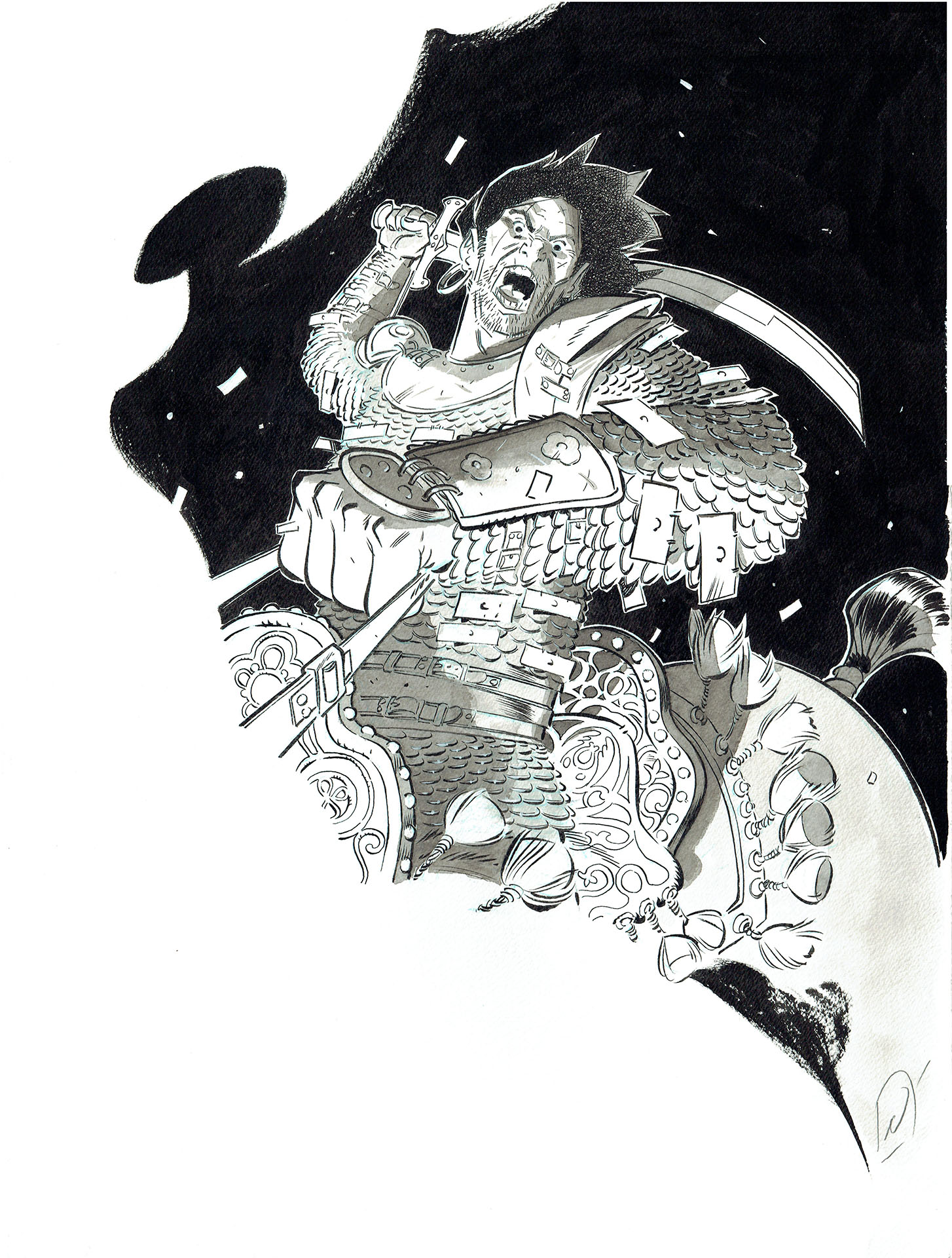 Pierre ALARY — Conan le Cimmérien — Illustration n°3 - Buste de Conan à cheval Pierre ALARY — Conan le Cimmérien — Illustration n°3 - Buste de Conan à cheval