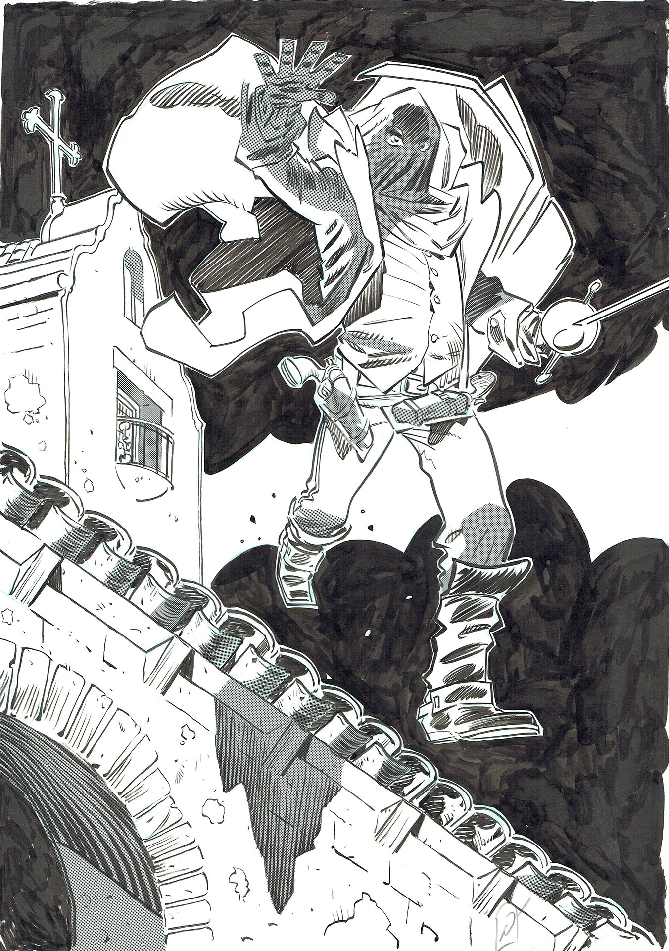 Pierre ALARY — Zorro (Don Vega) — Illustration - On the roof