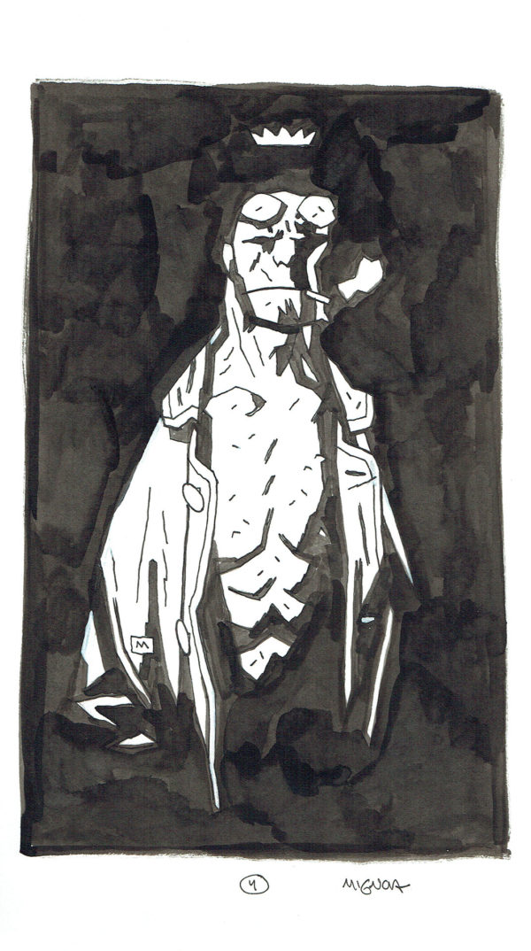 Mike MIGNOLA — Hellboy smoking with crown