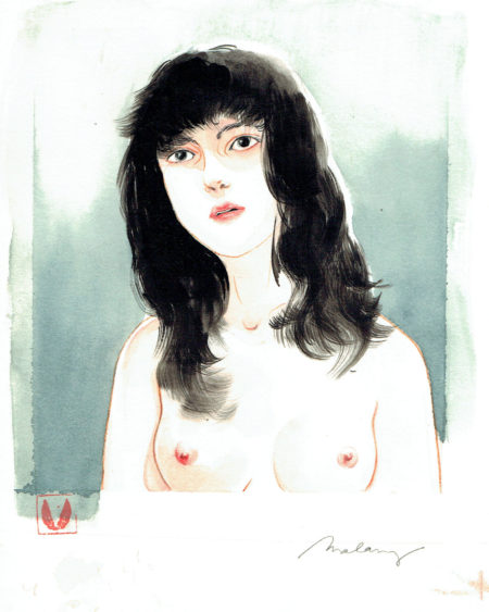 Claire MALARY | Illustration — Buste nu sur fond bleu — Page 