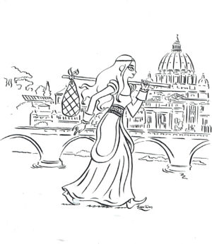 A mans skin  Illustration - Bianca visiting Roma Comic Art