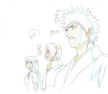  KUBO Tite - BLEACH | 420 – Ichigo Kurosaki, Uryu Ishida et Orihime Inoue – Genga A1 — Page 