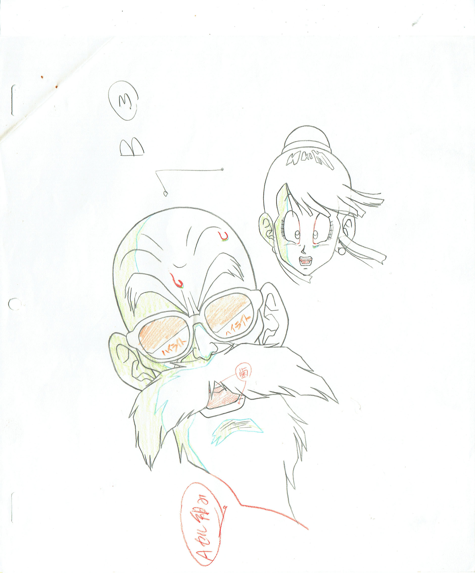 TORIYAMA Akira - DRAGON BALL — 1003 – Tortue Géniale et Chichi – Genga B3