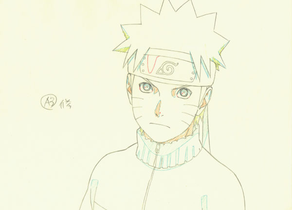 KISHIMOTO Masashi - NARUTO — Superbe portrait de Naruto — Feuille de correction - A3