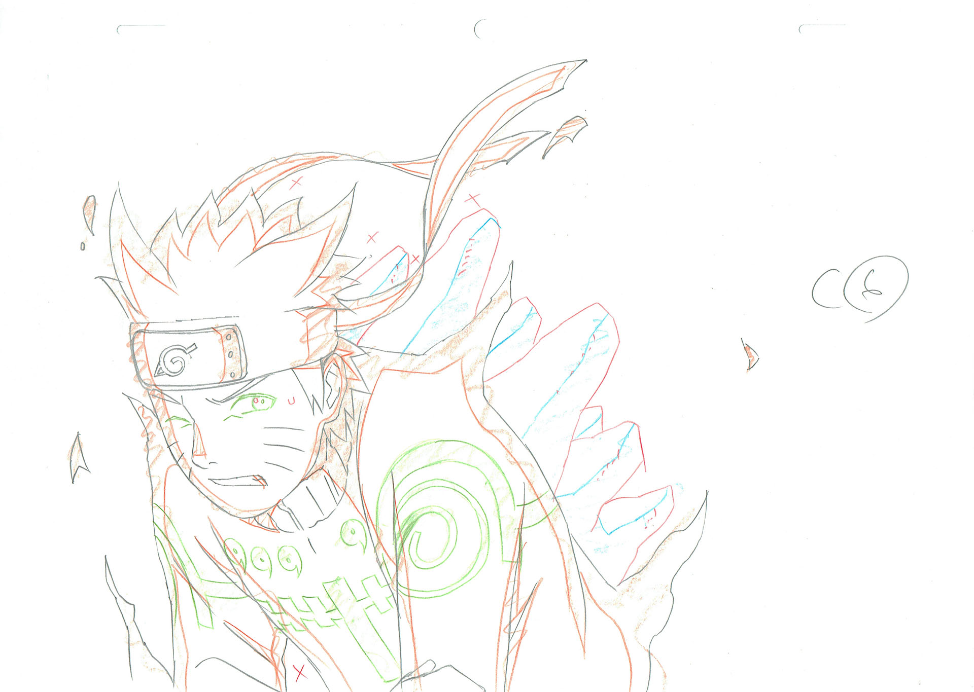 KISHIMOTO Masashi - NARUTO — 3849 – Naruto Shippuden – Naruto in Kyubi Chakra mode – Genga