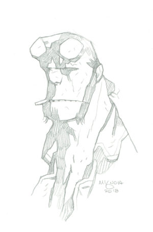 121  Hellboy  bust original drawing Comic Art