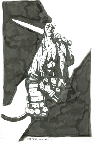134  Hellboy  illustration  1000 Toys box art Comic Art