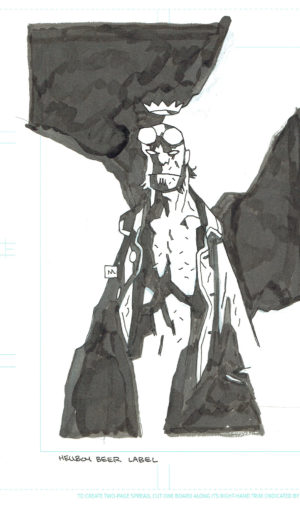 135  Hellboy  illustration  label for Hellboy beer by Oregons Gigantic Brewing Comic Art