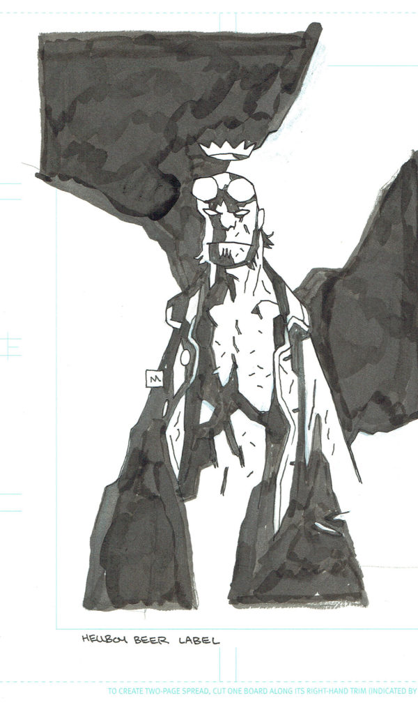 Mike MIGNOLA — 135 – Hellboy – illustration – étiquette de bière