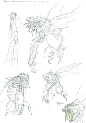 141  Hellboy universe  BPRD  model sheet  The transformation of JM ODonnell (5 drawings) Comic Art