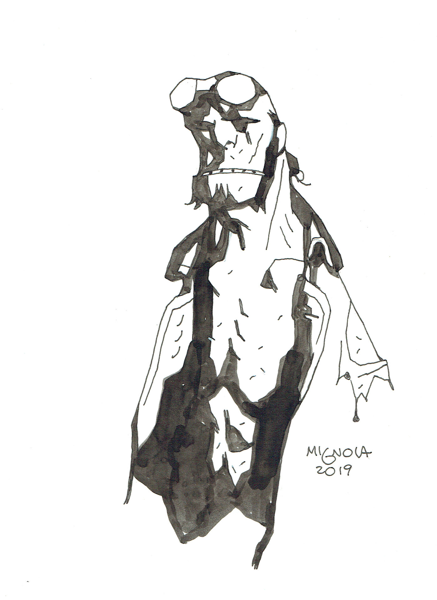 Mike MIGNOLA — 181 – Hellboy – Bust original drawing