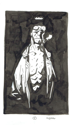 199  Hellboy  With crown and cigarette  original drawing Comic Art