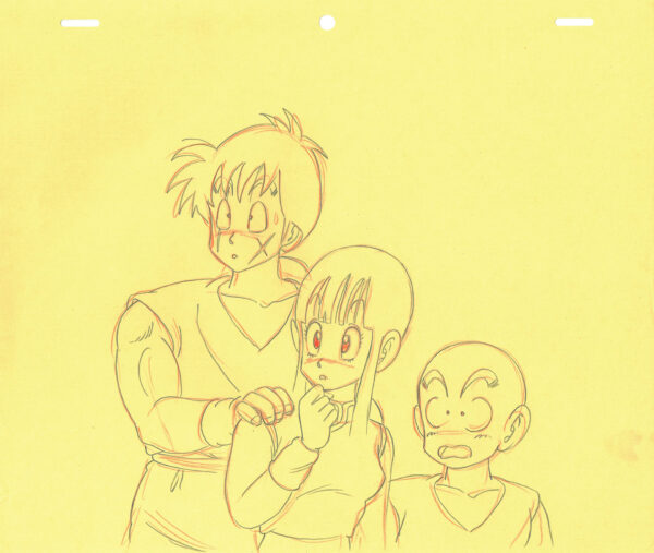 TORIYAMA Akira - DRAGON BALL — Dragon Ball – Krilin, Yamcha, Chichi – correction genga – 3949
