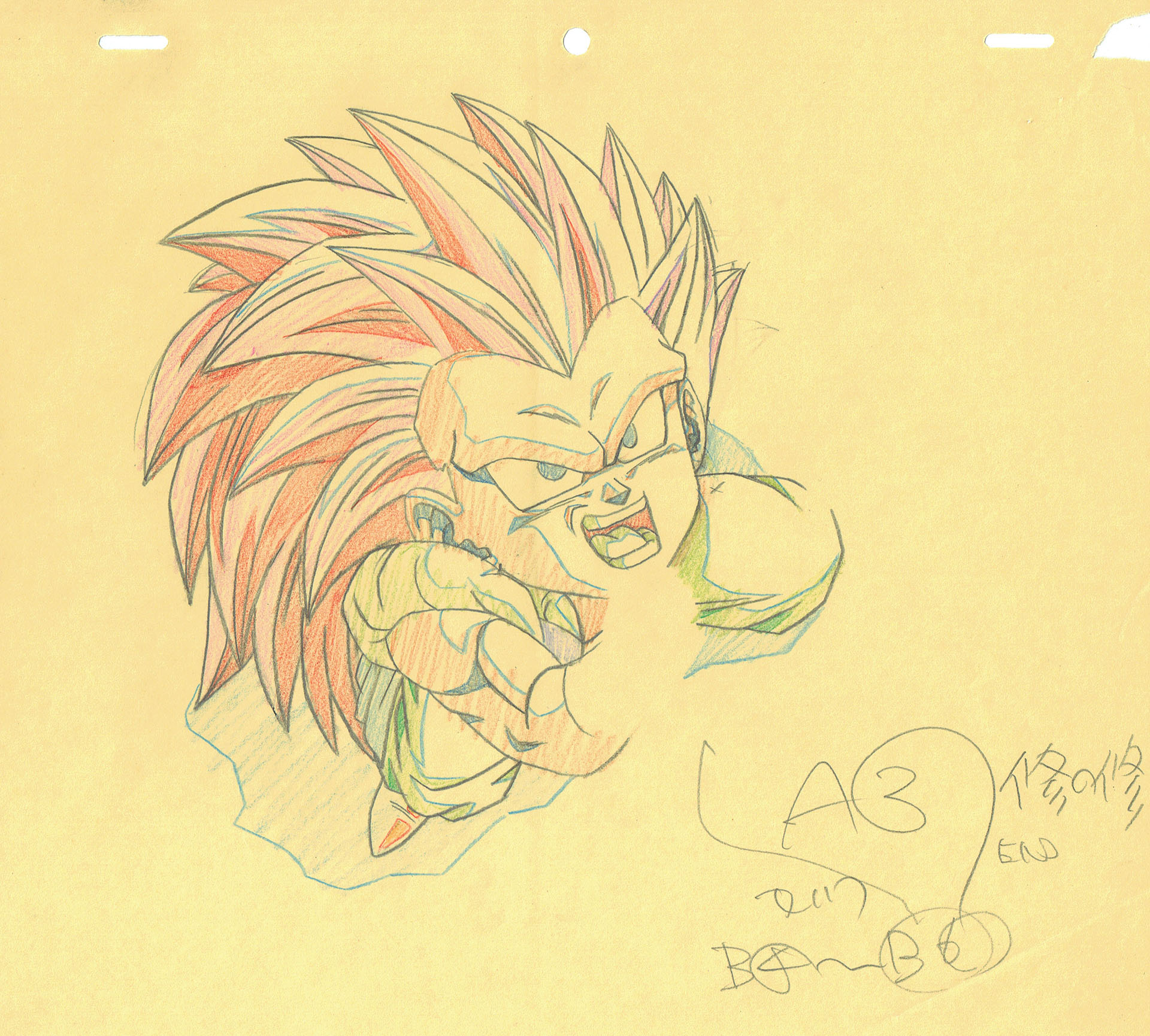 TORIYAMA Akira - DRAGON BALL — Dragon Ball Z – DBZ – Gotenks Super Saiyan 3 – correction genga – 4520