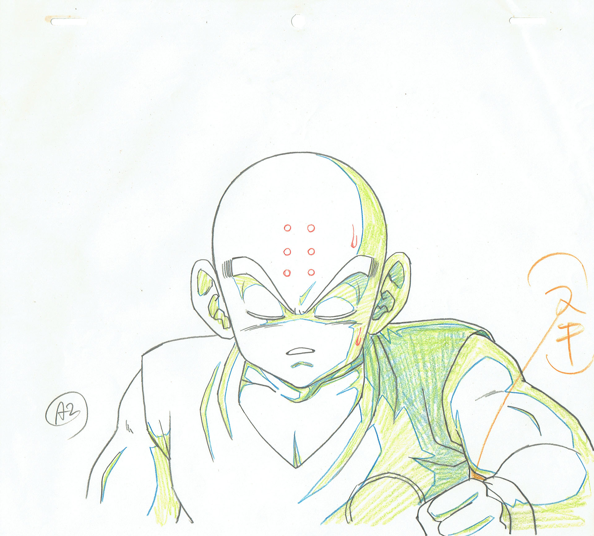 TORIYAMA Akira - DRAGON BALL — Dragon Ball Z – DBZ – Krilin – genga – 5174