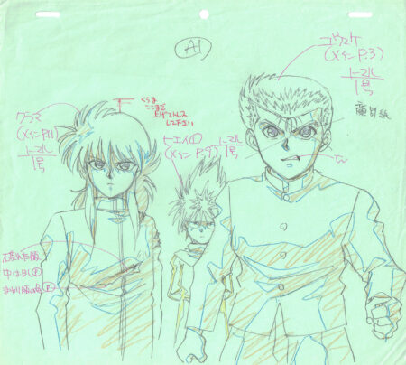 TOGASHI Yoshihiro - Yu Yu Hakusho | correction de genga – Kurama, Hiei et Yusuke – Yu Yu Hakusho – 3645