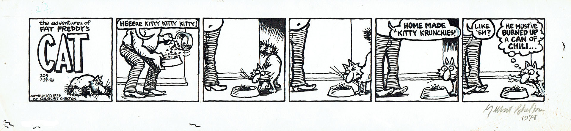 Gilbert SHELTON — Freak Brothers – Fat Freddy’s cat – Strip 205