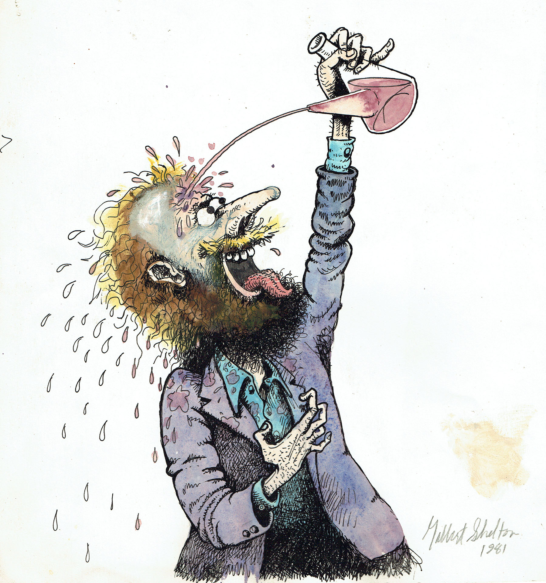Gilbert SHELTON — Auto-portrait avec un Porron Gilbert SHELTON — Auto-portrait avec un Porron