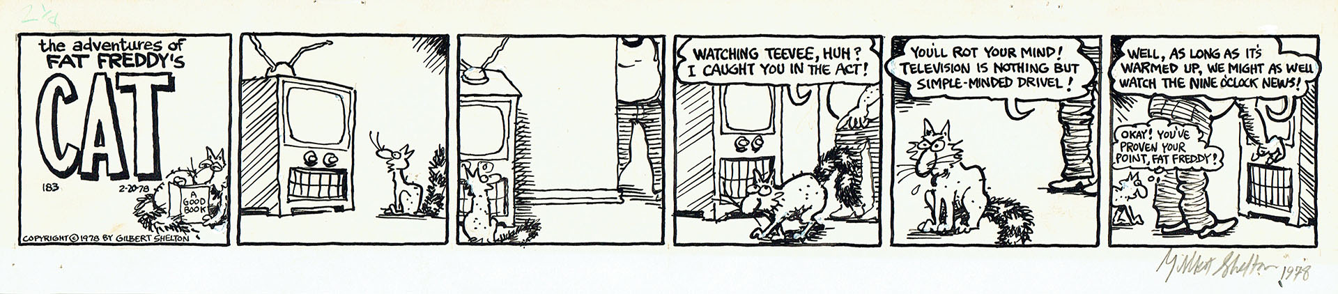 Gilbert SHELTON — Freak Brothers – Fat Freddy’s cat – Strip 183