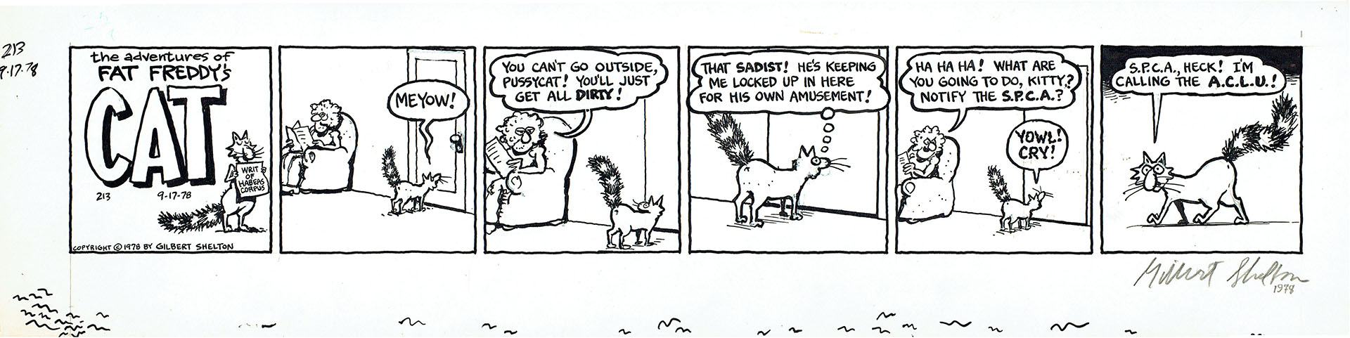 Gilbert SHELTON — The Freak Brothers – Fat Freddy’s Cat — Strip 213 Gilbert SHELTON — The Freak Brothers – Fat Freddy’s Cat — Strip 213
