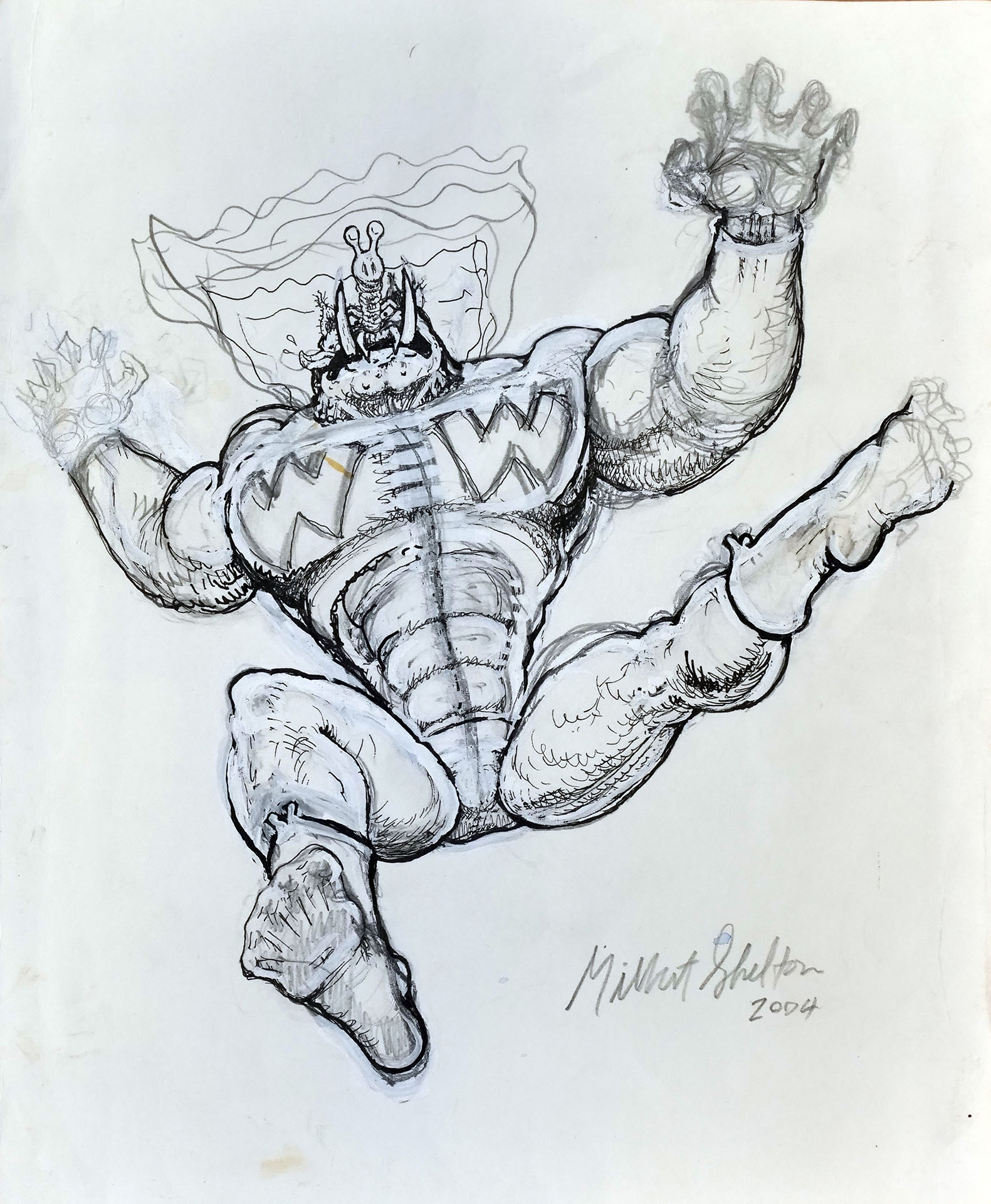 Gilbert SHELTON — Super-Phacochère (Wonder Wart-Hog) – Zap Comix issue 15 – cover prelim Gilbert SHELTON — Super-Phacochère (Wonder Wart-Hog) – Zap Comix issue 15 – cover prelim