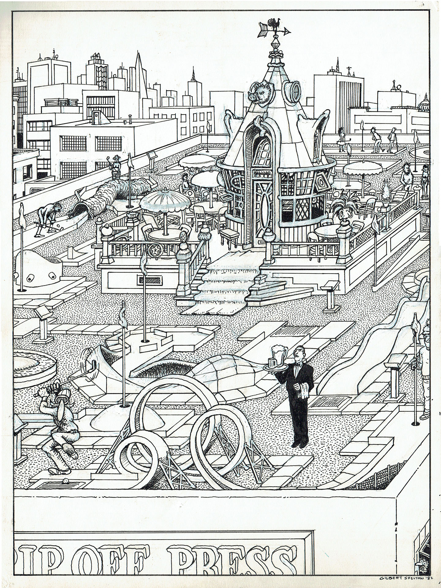 Gilbert SHELTON — The Rip Off Press Rooftop Miniature Golf Course and Beer Meditation Gazebo Gilbert SHELTON — The Rip Off Press Rooftop Miniature Golf Course and Beer Meditation Gazebo