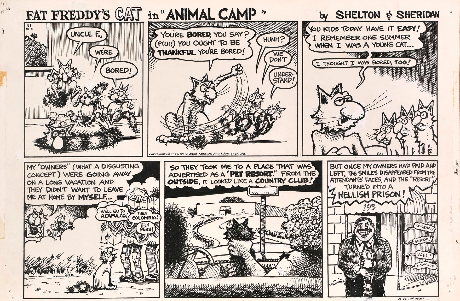 Gilbert SHELTON — Fat Freddy’s cat – Animal Camp — Page 1 Gilbert SHELTON — Fat Freddy’s cat – Animal Camp — Page 1