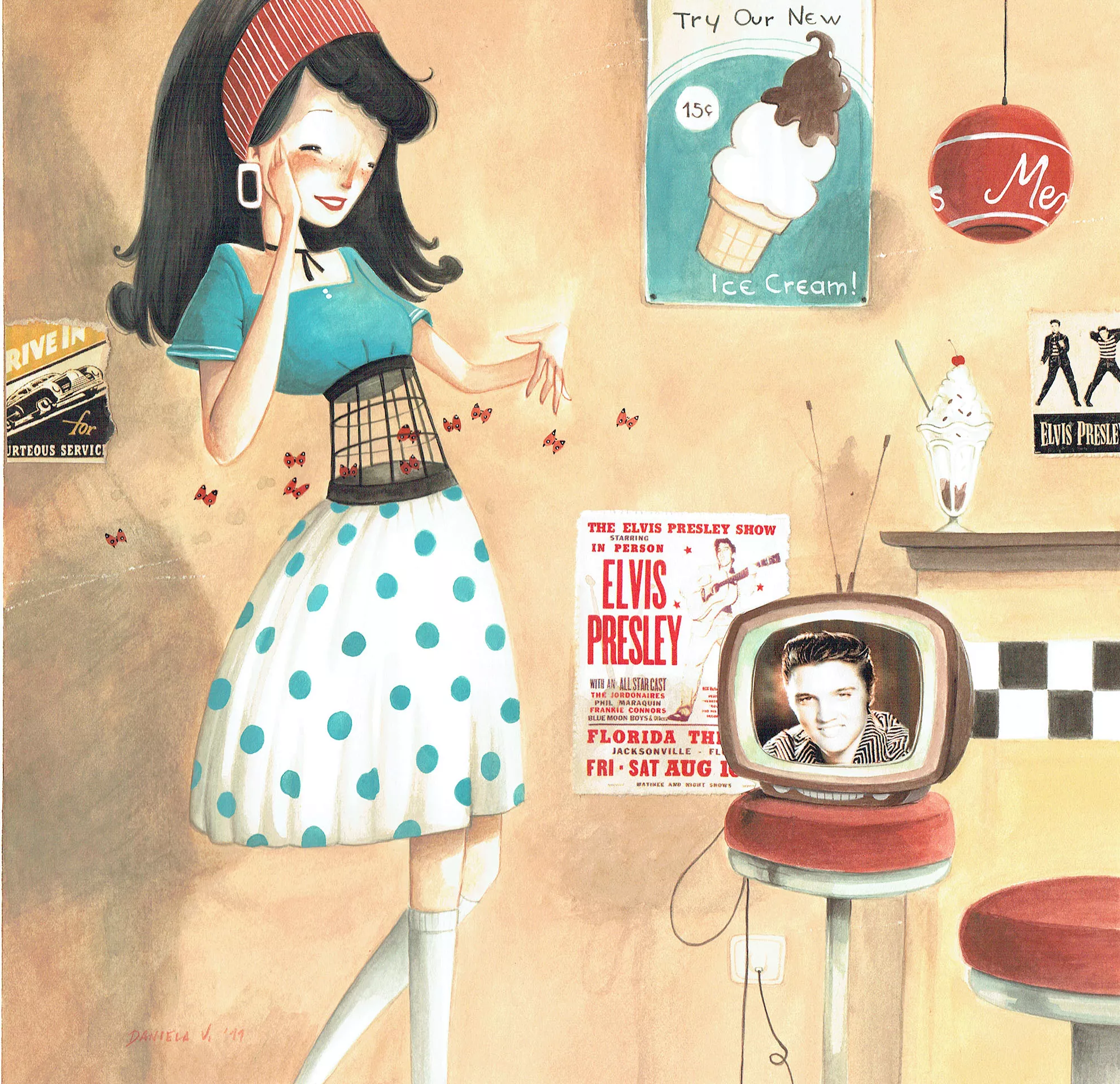 Daniela VOLPARI — Illustration originale — Des papillons dans le ventre