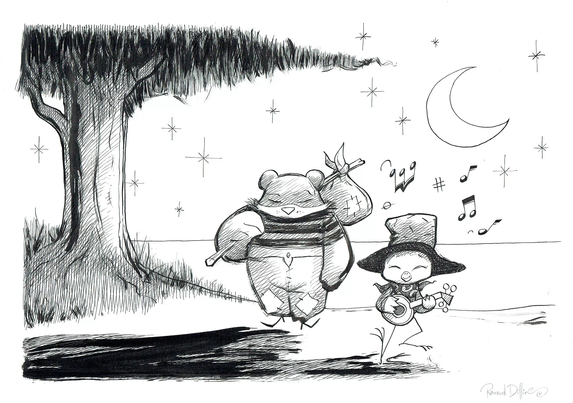 Renaud DILLIES — Abélard — Illustration "Abélard et Gaston"