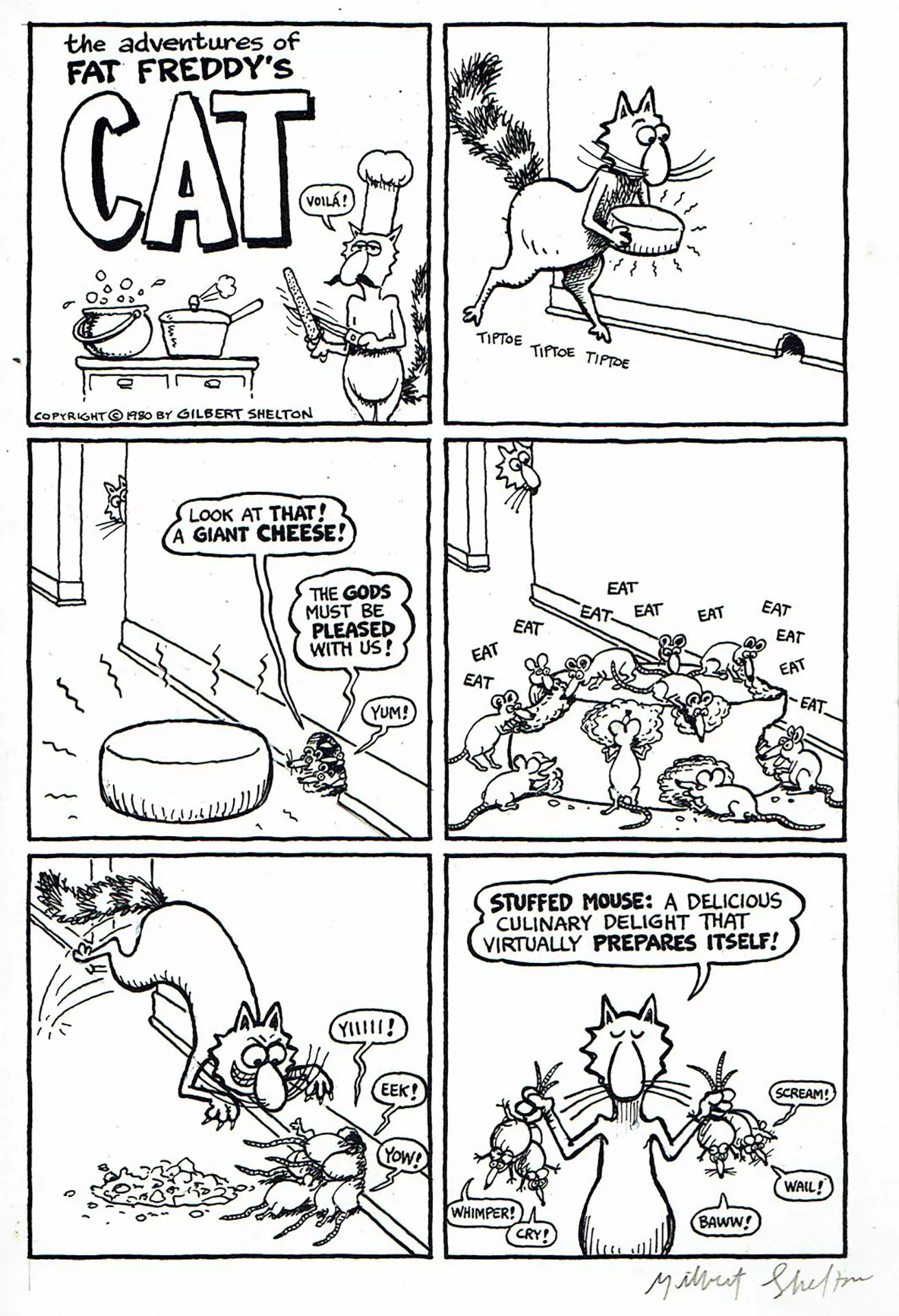 Gilbert SHELTON — Fat Freddy’s Cat — Stuffed mouse