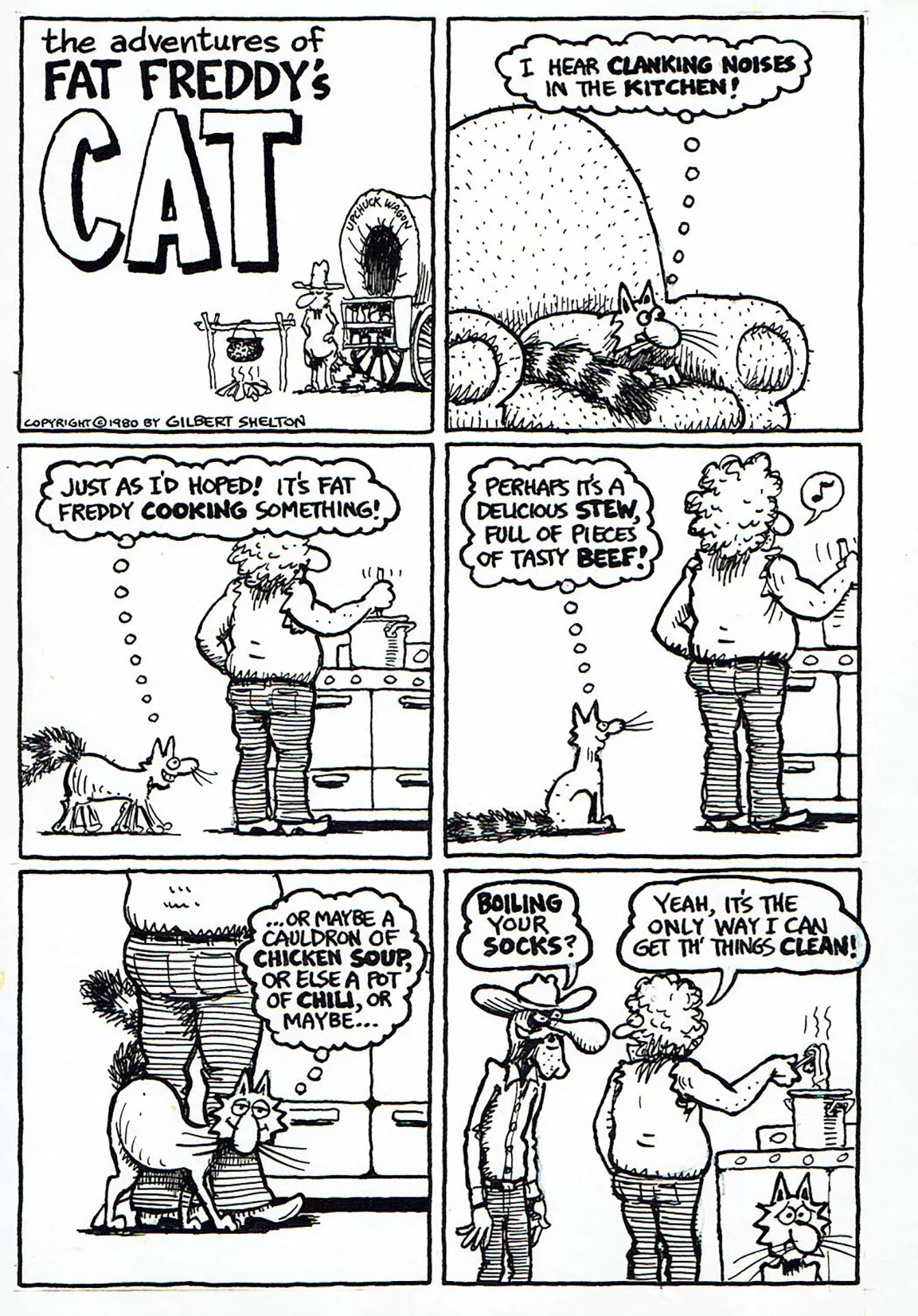 Gilbert SHELTON — Fat Freddy’s Cat — Boiling socks