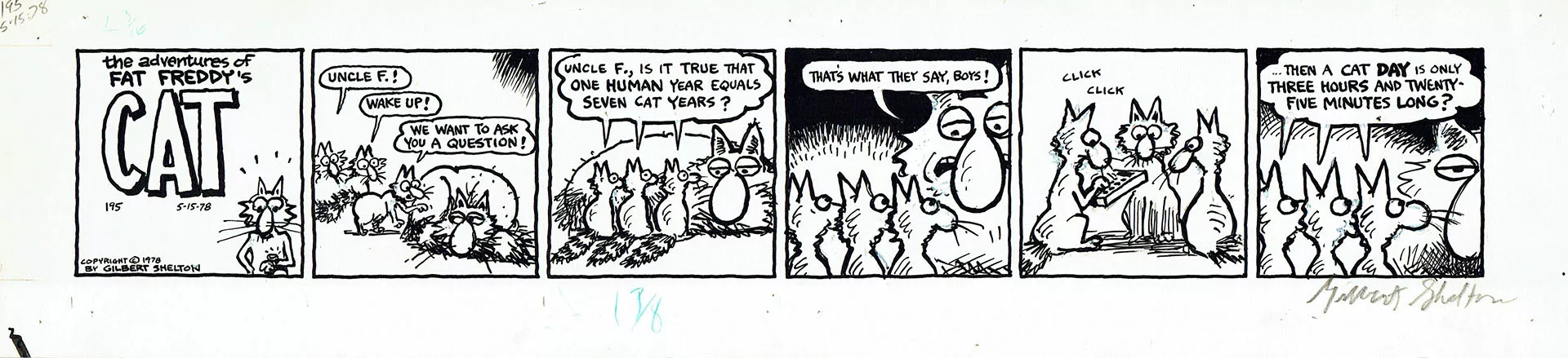 Gilbert SHELTON — Fat Freddy’s Cat — Cat years - 15 May 1978