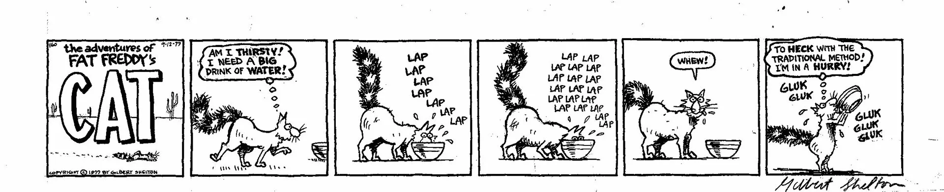 Gilbert SHELTON — Fat Freddy’s Cat — In a hurry - 12 September 1977