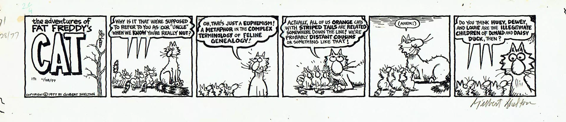 Gilbert SHELTON — Fat Freddy’s Cat — The uncle metaphor - 28 November 1977