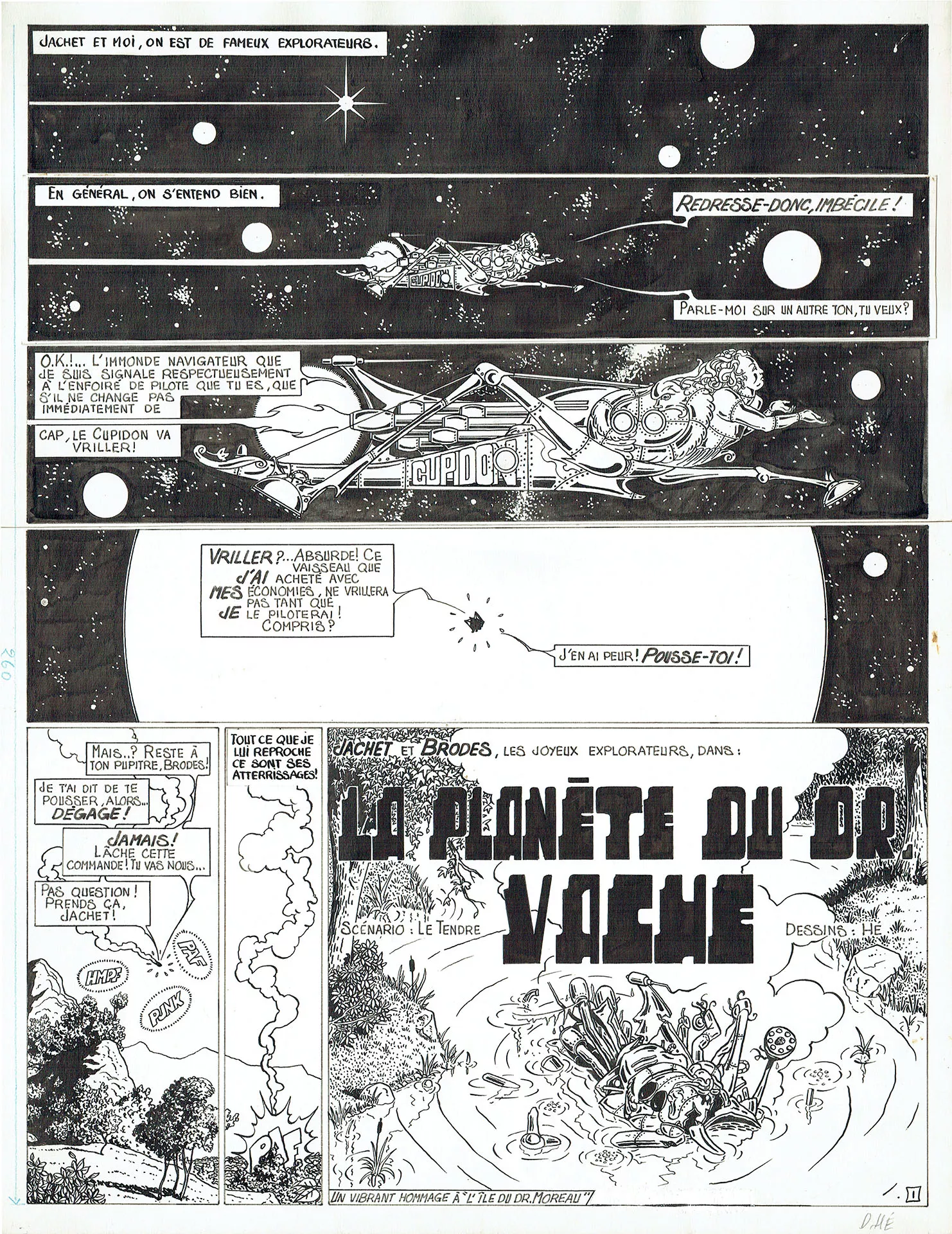 Dominique HE — Voyages — Tome 2 - La planète du docteur Vache (Métal Hurlant) — Page 1