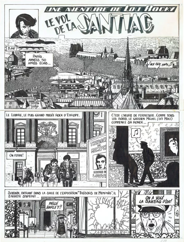Dominique HE — Voyages — Tome 2 - Lou Rocky - Le vol de la santiag (Métal Hurlant) — Page 1