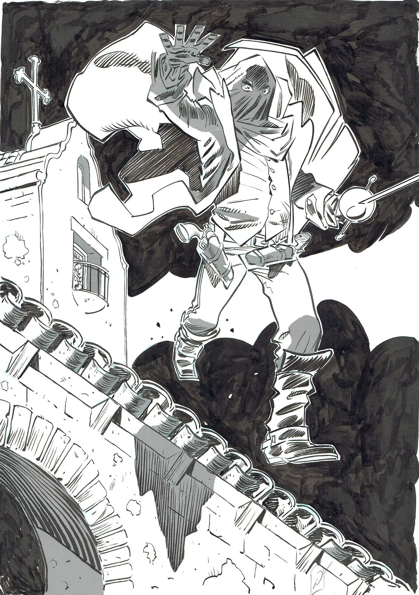 Pierre ALARY — Zorro (Don Vega) — Illustration - On the roof