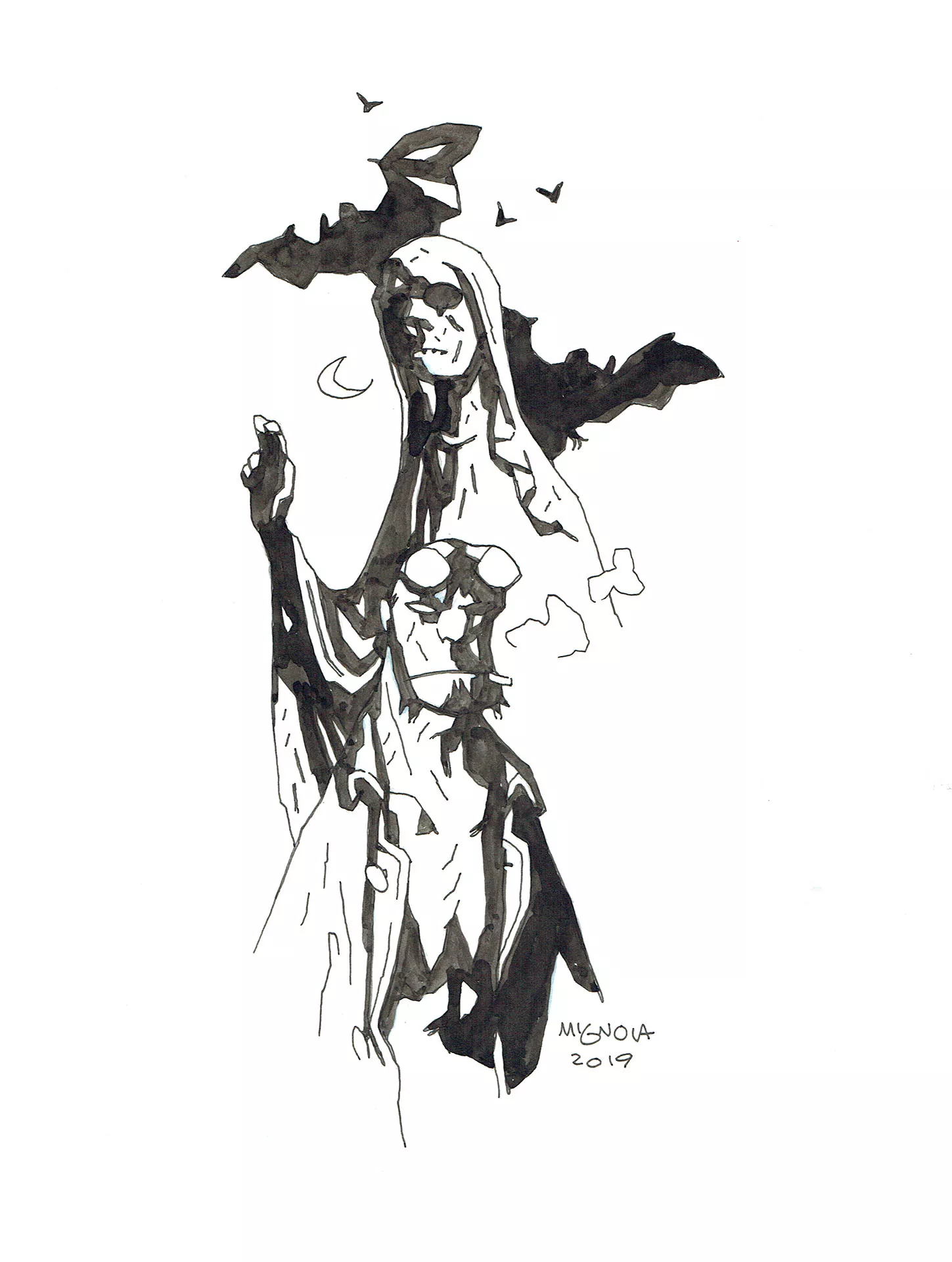 Mike MIGNOLA — Hellboy with statue