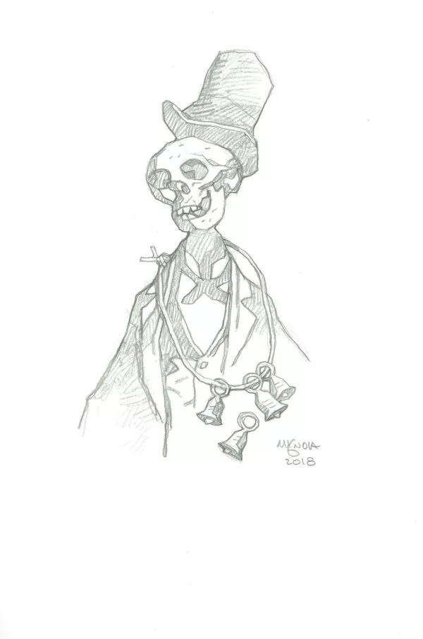 Mike MIGNOLA — Skeleton with hat and bells