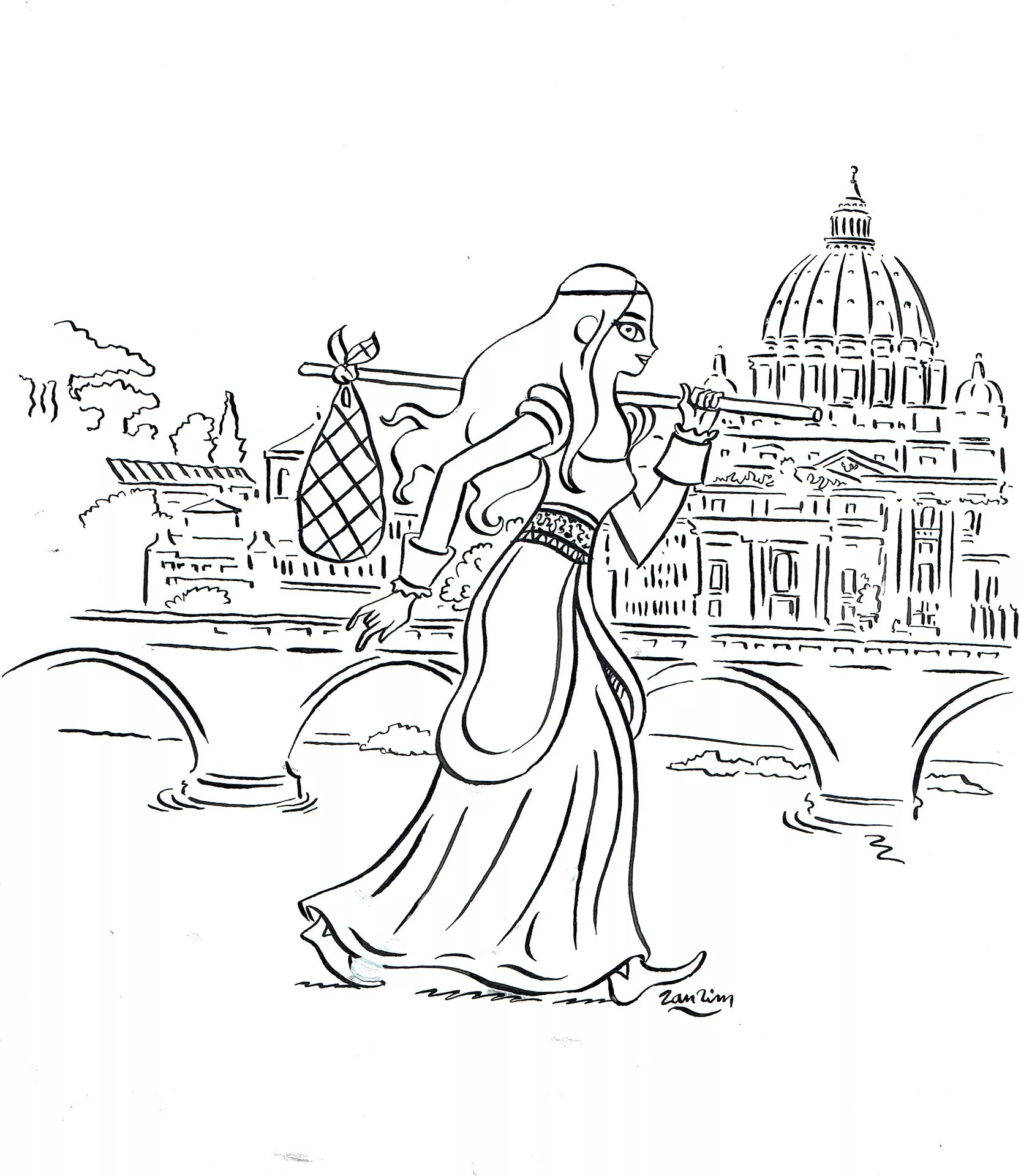 ZANZIM — A man’s skin — Illustration - Bianca visiting Roma