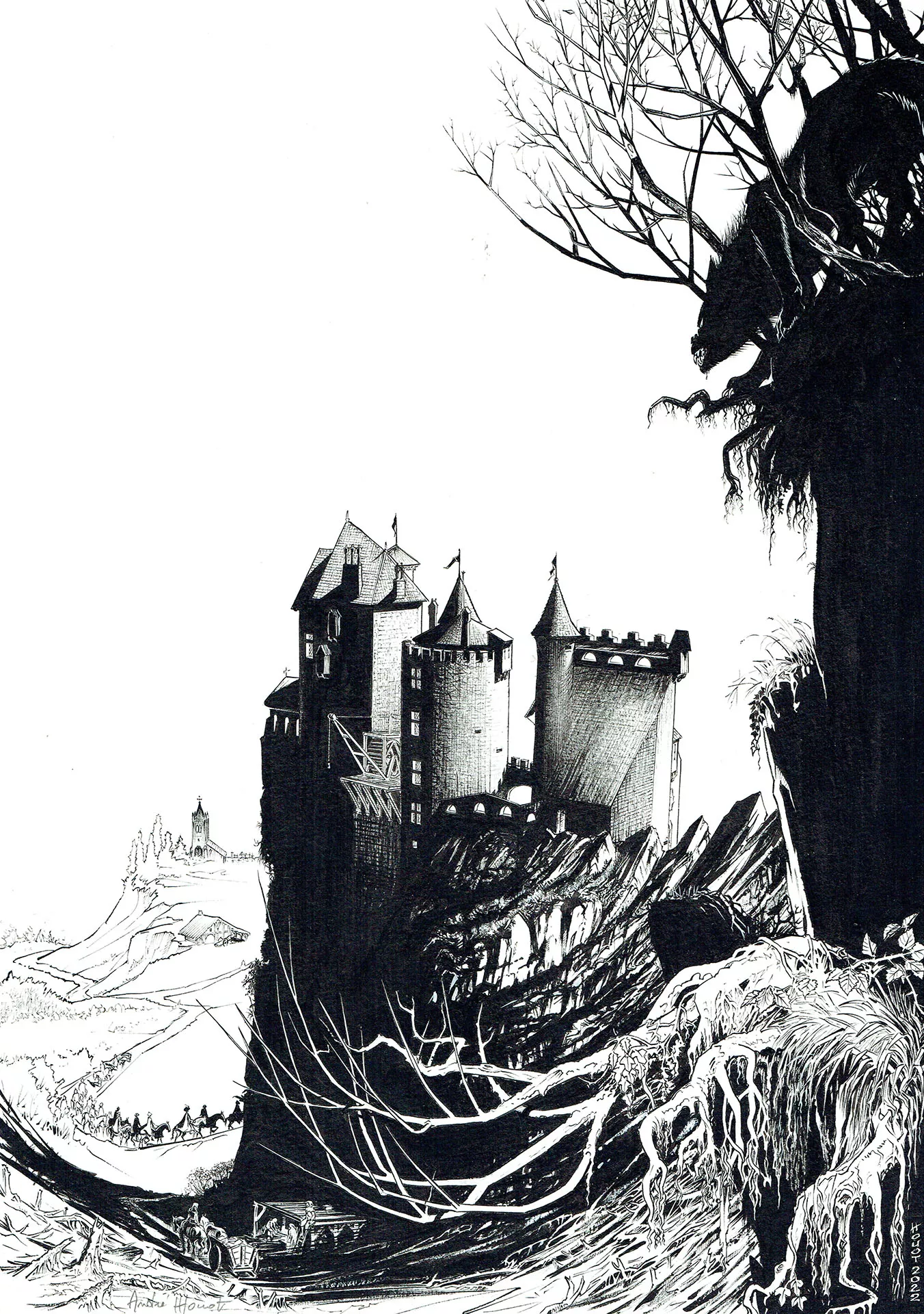 André HOUOT — Asile ! — Couverture édition Noir et Blanc