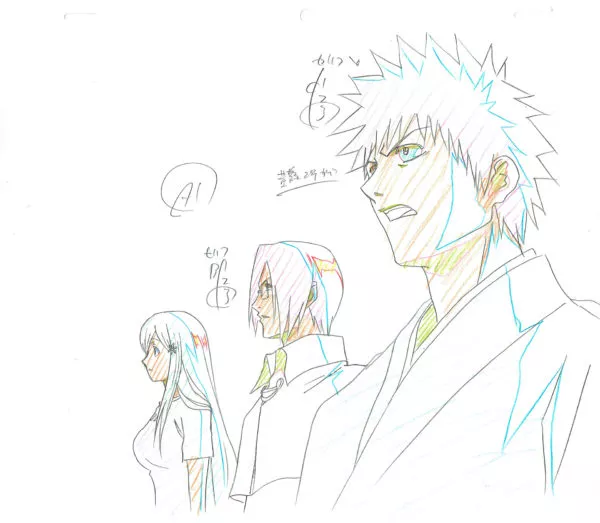 KUBO Tite - BLEACH — 420 – Bleach – Ichigo Kurosaki, Uryu et Orihime – Genga