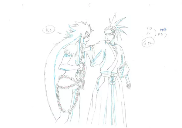 KUBO Tite - BLEACH — 729 – Bleach – Renji et Zabimaru (Saru) – Genga