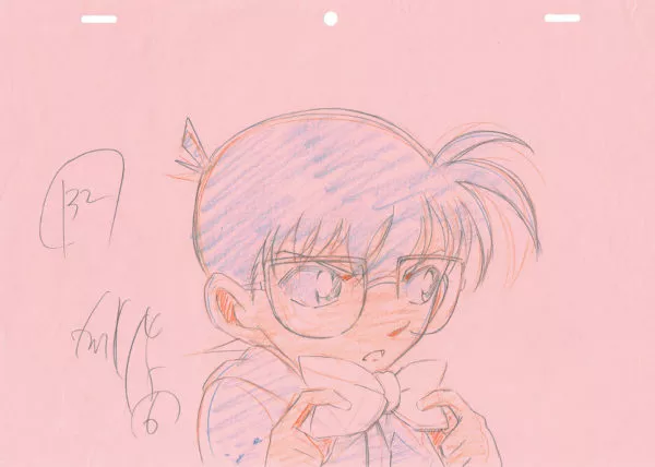 AOYAMA Gosho - DETECTIVE CONAN (Case closed) — 1953 – Case closed – Conan Edogawa and bowtie – Correction genga B6