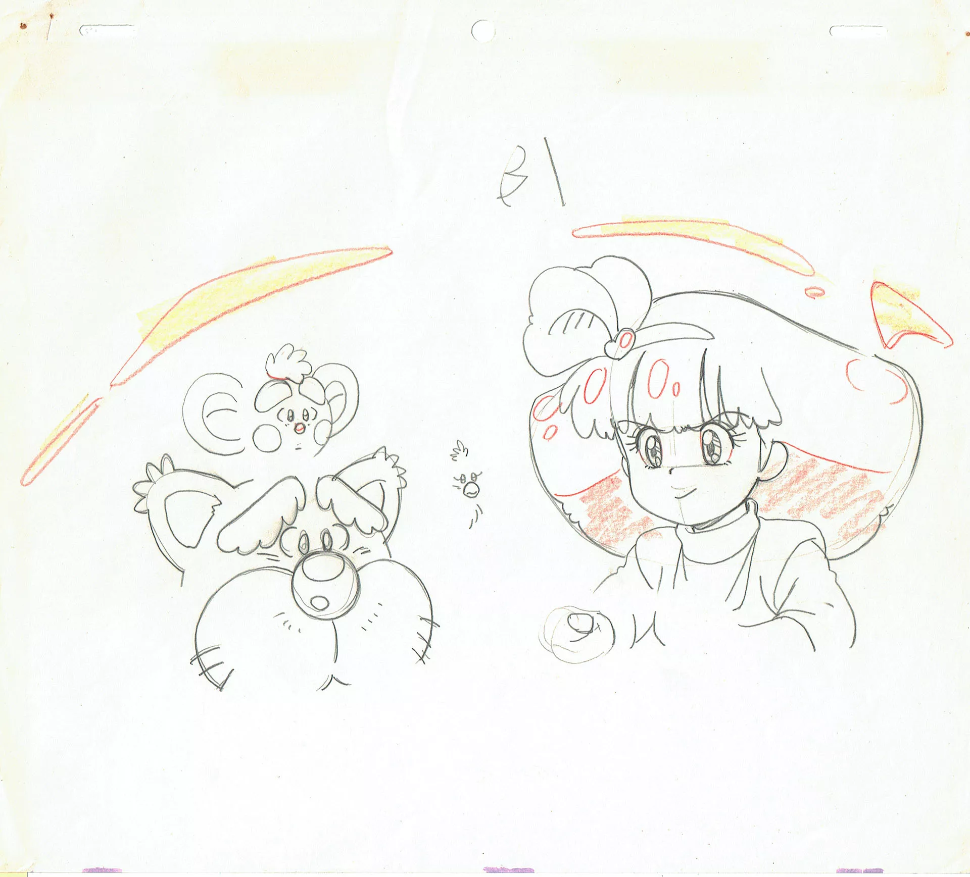  SHUDO Takeshi - Magical Princess Minky Momo | 1246 – Magical Princess Minky Momo  – Momo, Sindbook and Mocha – Genga — Page 