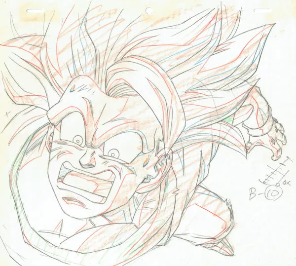 TORIYAMA Akira - DRAGON BALL — 2295 – Dragon Ball Z – Son Goku in Super Saiyan 3 mode – Genga
