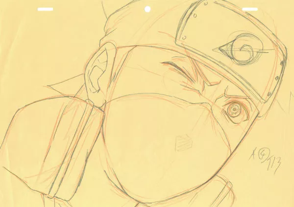 KISHIMOTO Masashi - NARUTO — 2363 – Naruto Shippuden – Kakashi with Sharingan – correction genga