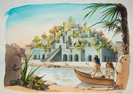 Isabelle DETHAN | Le roi de paille — illustration originale - Neith et les jardins suspendus de Babylone — Page 